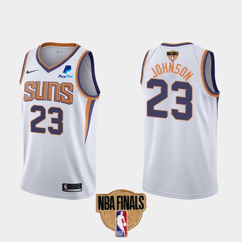 Men's Phoenix Suns #23 Cameron Johnson 2021 White NBA Finals Association Edition Stitched NBA Jersey - Click Image to Close